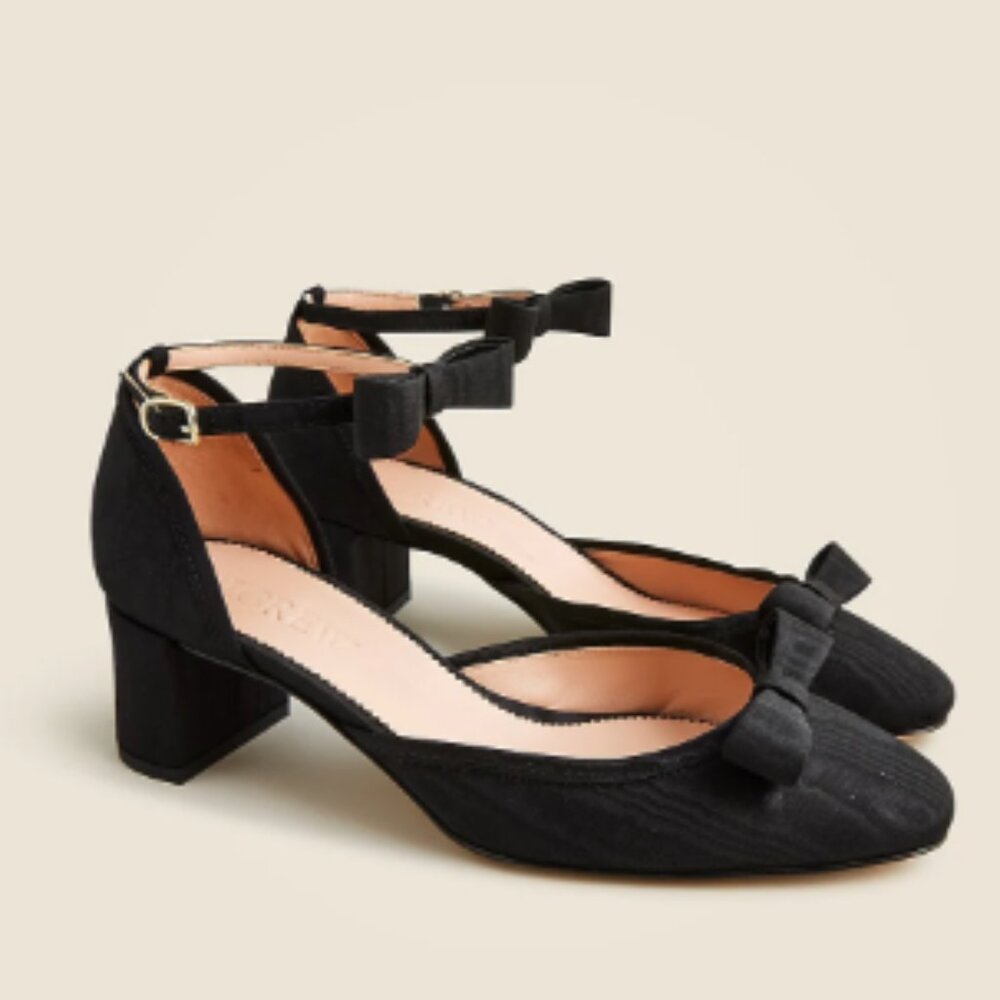 J. Crew Black Millie Bow Block Heel Pumps